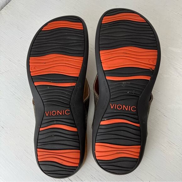 Vionic Floriana brown embellishments flip flop sandal size 6 - Picture 6 of 8